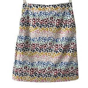 100% Cotton Boden Multicolored Cheetah Pattern Midi Pencil Skirt Size 8 Long
